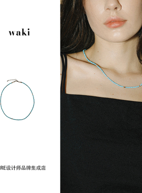 waki心动浪花项链蓝松石串珠链