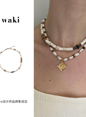 waki自由牧场贝壳串珠项链