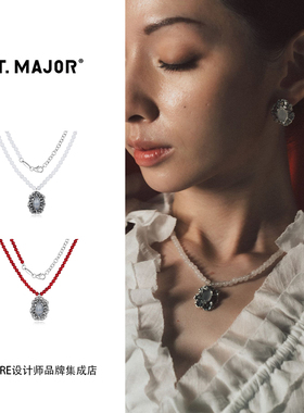 Dare买手 T.MAJOR马眼白玛瑙曼陀罗吊坠项链复古做旧红色本命串珠