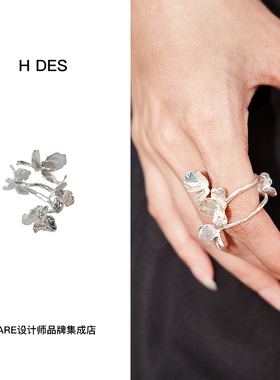 手店HDES个性小花戒指纯银首饰