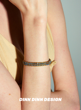 Dare买手店 DINN DINN DESIGN蓝色手工编织串珠手链原创设计首饰