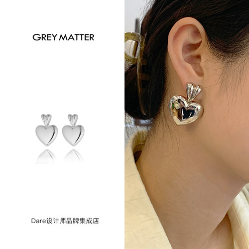 【6折】grey matter正品悬挂双桃心耳环爱心小众甜美饰品 - 图1