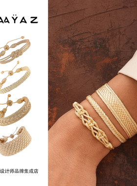 金色合集 MAAYAZ摩洛哥编织手链原创小众sfifa金银线可调节手绳女