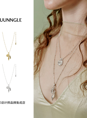 Dare买手店 JUUNNGLE LAB 秘境花镜缠枝吊坠金色复古高级项链叠戴