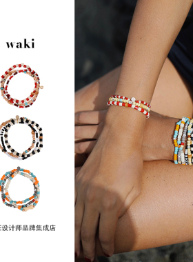 Dare买手店 waki 岛屿碎片天然石手串弹力彩色手链百搭度假首饰女