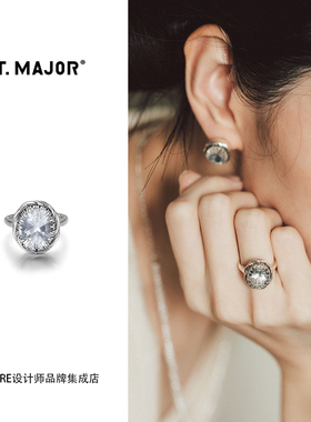 tmajor天然水晶缠绕开口戒