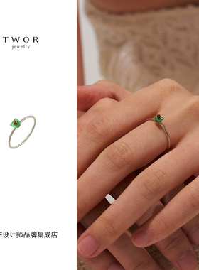 Dare买手店 TWOR正品 翡翠小糕点戒指925银小巧精致复古首饰叠戴