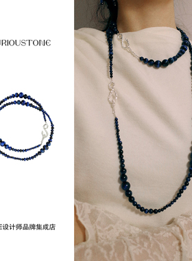 Dare买手店 qurioustone 蛇骨S勾虎眼石长毛衣链925银原创项链女