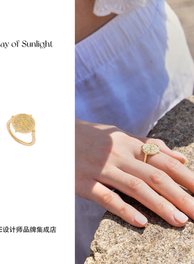 Dare买手店 A ray of sunlight 指南针锆石戒指金色复古欧美首饰
