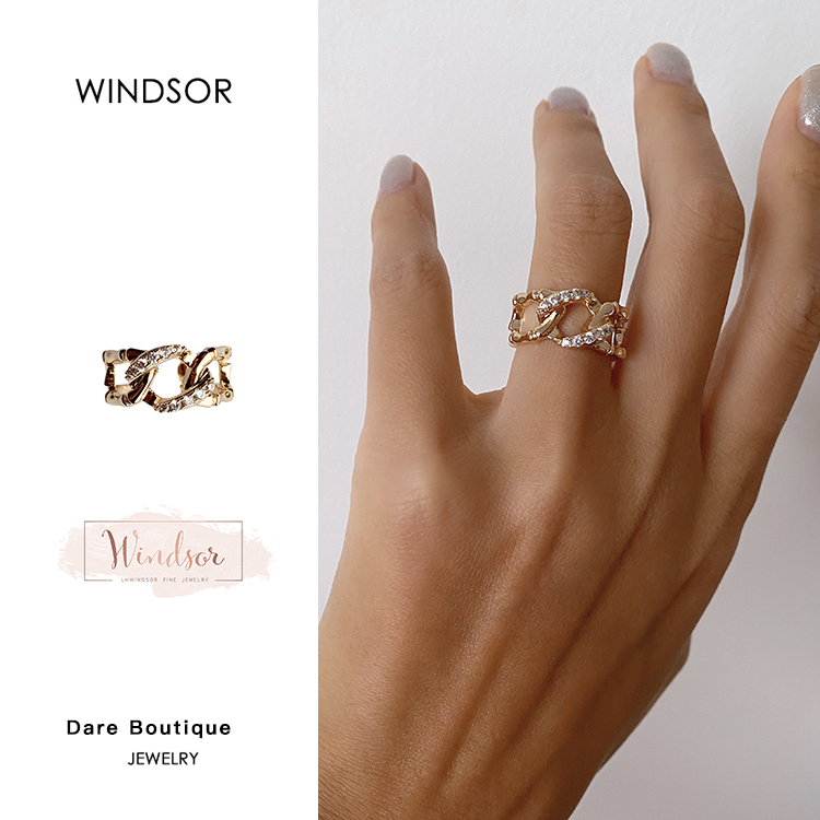 LHwindsor 竹节环扣金色复古锆石链条戒指 温莎珠宝 Dare 买手店 LHwindsor 竹节环扣金色复古锆石链条戒指 温莎珠宝 Dare 买手店