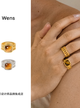 Dare买手店 Wens Jewels 镂空编织镶石戒指原创设计精致复古饰品