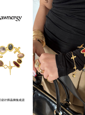 Dare买手店rawnergy复古彩色天然石手链复古欧美饰品首饰原创设计