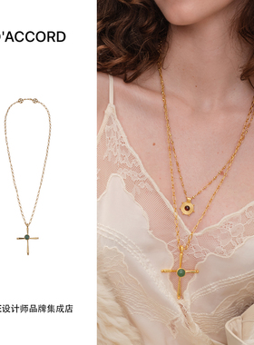Dare买手店 DACCORD十字纹章鎏金长项链金色复古欧美饰品首饰度假