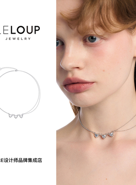 leloup三颗爱心不对称项链