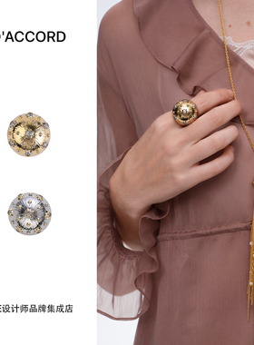 Dare买手店 DACCORD蕾丝满天星圆形戒指原创设计复古精致首饰夸张