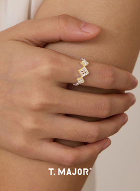 Dare买手店 T.MAJOR 花影双色开口戒925银复古原创设计戒指饰品女