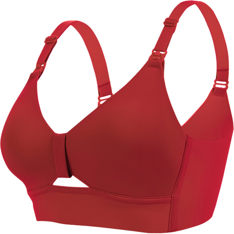 路心梦大红色哺乳聚拢防下垂文胸 路心梦哺乳文胸