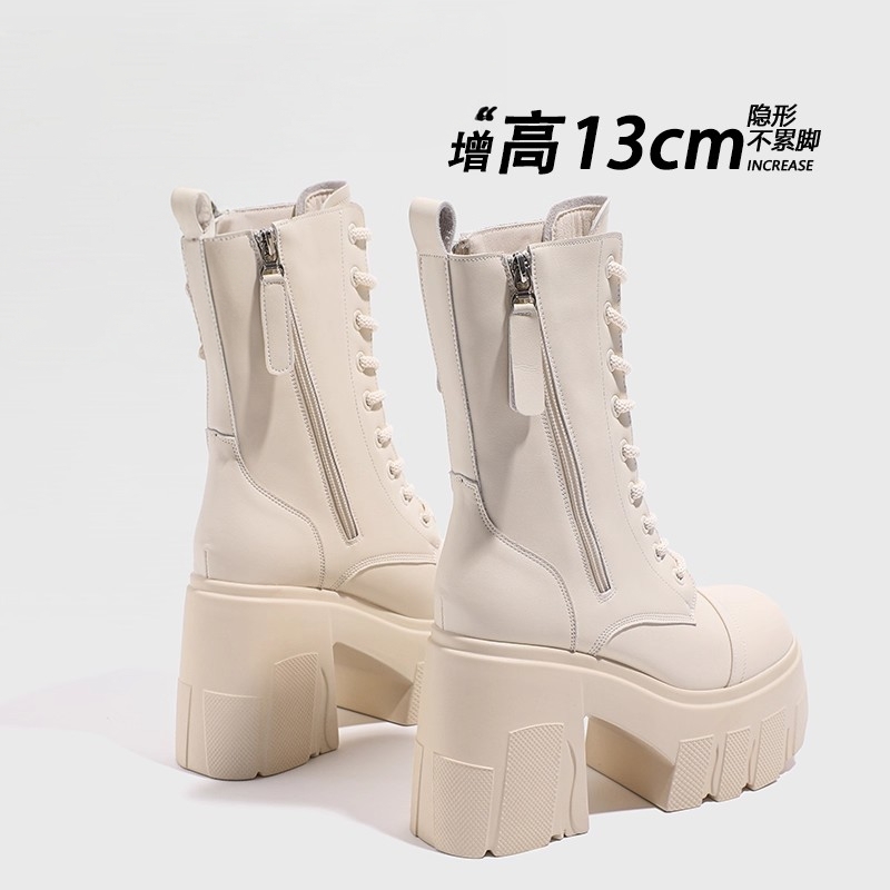 香港13CM马丁靴女2025秋冬新款时尚松糕显瘦厚底内增高英伦短靴子 - 图2