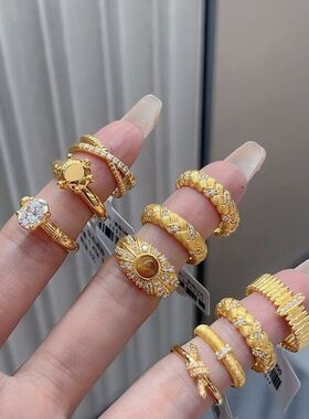 指环手饰锆石电镀椭圆形开口女