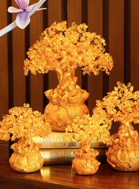 招财树家居创意开业乔迁黄水晶