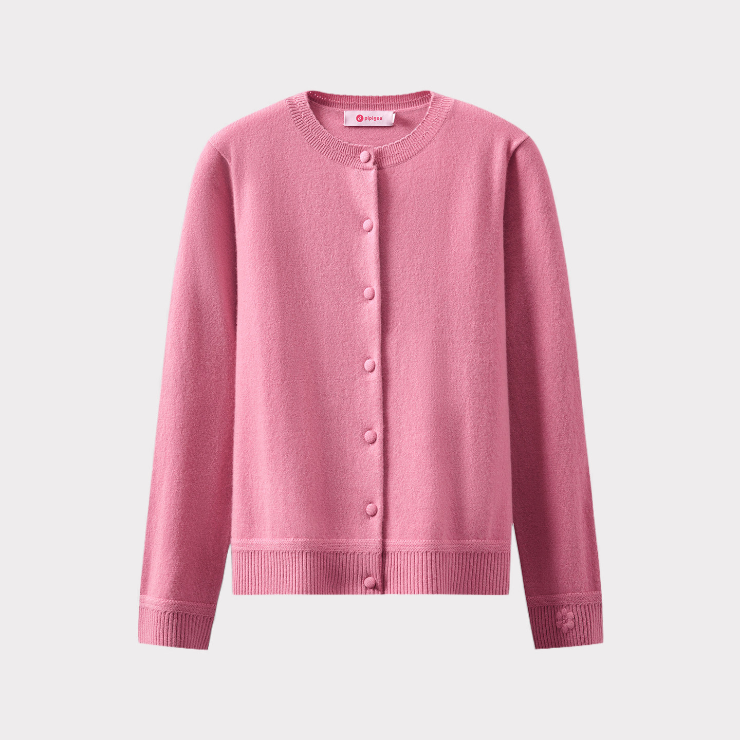 皮皮狗25秋冬新款圆领纯羊绒开衫女纽扣针织外套袖口绣花商场同款,淘宝优惠券,粉丝福利购,淘宝优惠卷