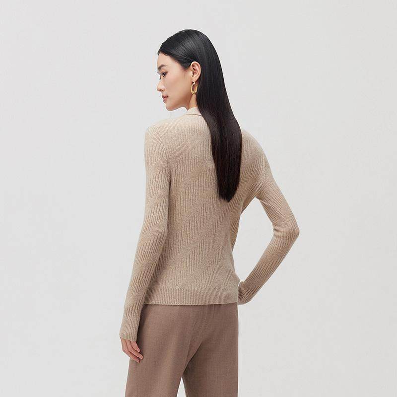 皮皮狗秋冬新款简约条纹组织POLO领长袖毛衣羊绒衫,淘宝优惠券,粉丝福利购,淘宝优惠卷