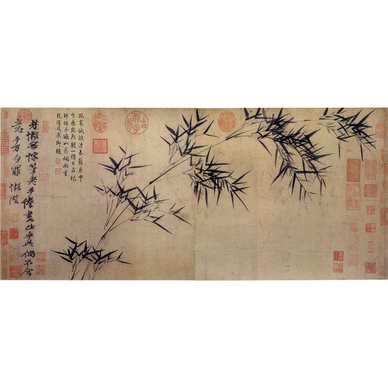 元倪瓒竹枝图复古字书国画水墨花草横幅挂轴真迹高清微喷复制装饰,淘宝优惠券,粉丝福利购,淘宝优惠卷