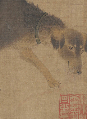 宋小品李迪 猎犬图 复古书画横幅国画真迹微喷仿古画芯装裱装饰画