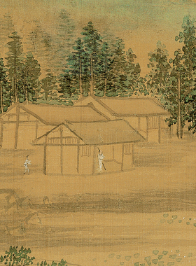 仇英 莲溪渔隐图 复古字画国画真迹微喷复制临摹山水风景装饰画