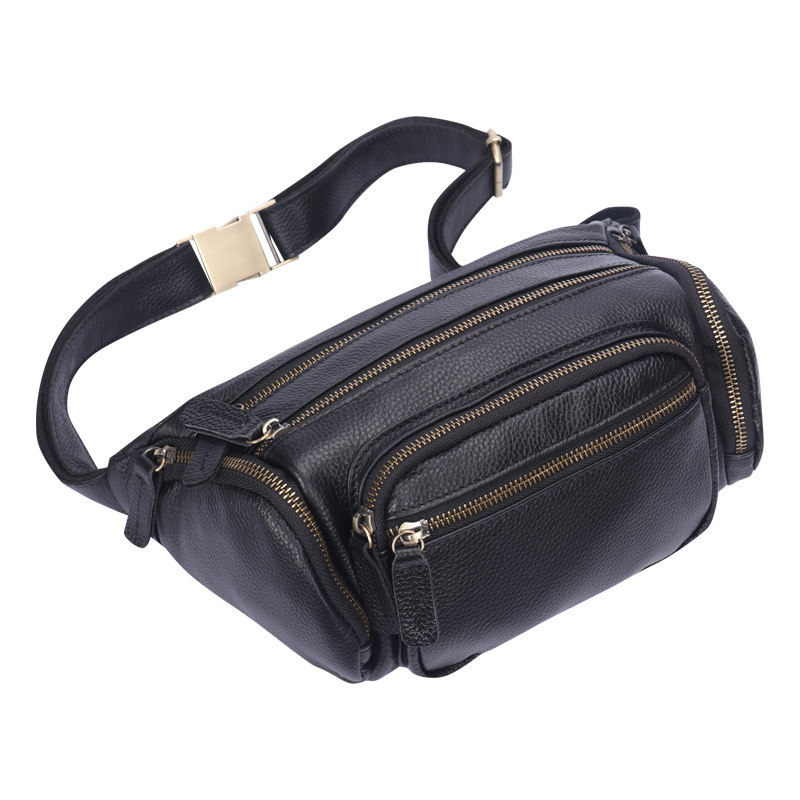 韩版潮腰包男真皮单肩斜挎包大容量手机包头层牛皮胸包生意收钱包,淘宝优惠券,粉丝福利购,淘宝优惠卷