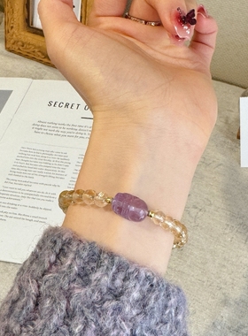 天然黄水晶貔貅手链双倍招财串