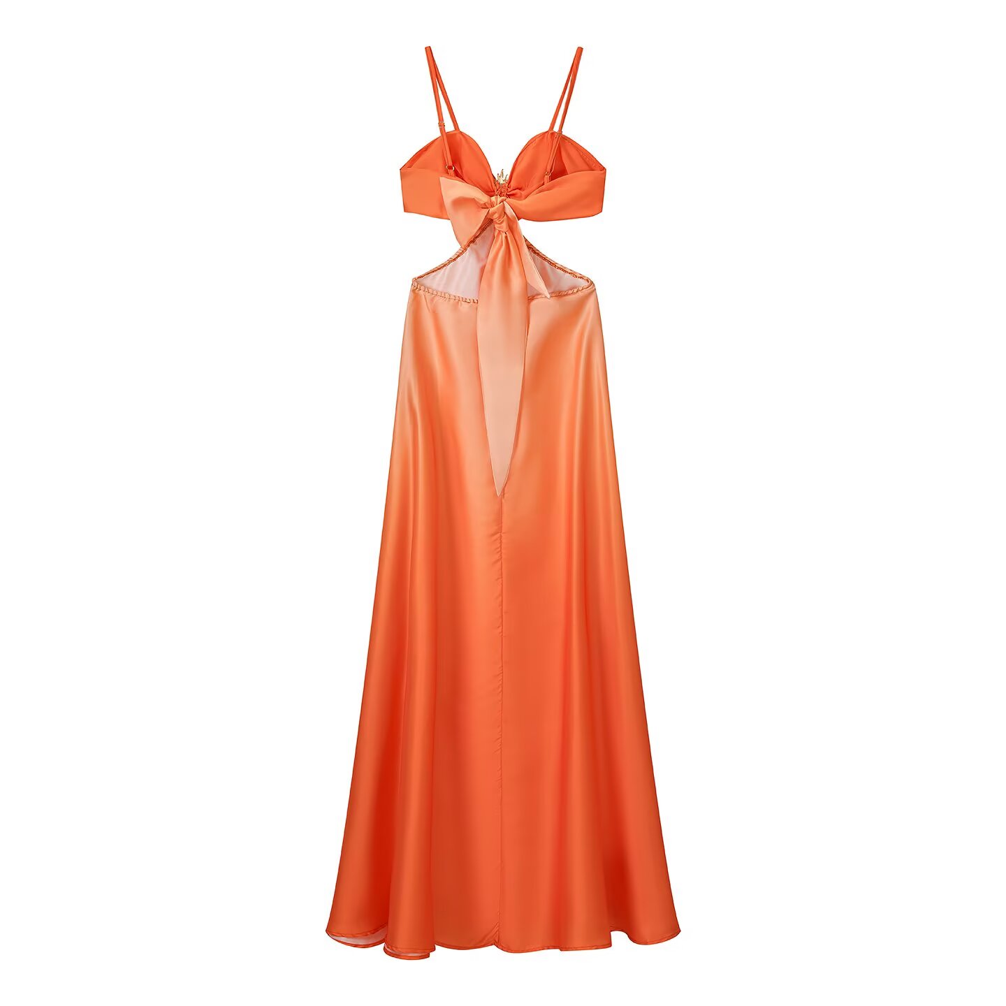 Temperament retro gradient sexy satin suspender dress