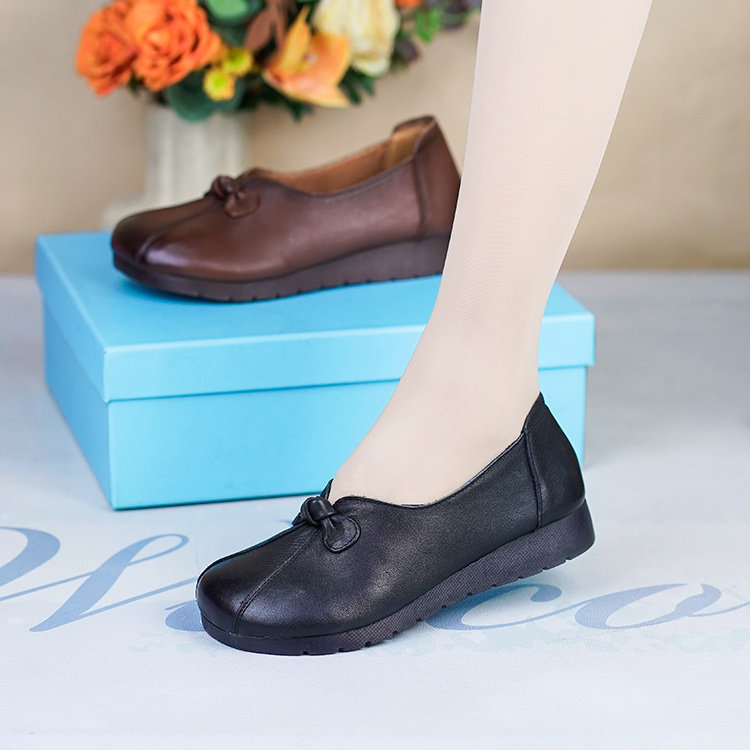 春秋新款头层牛皮软底一脚蹬平底懒人小皮鞋女妈妈真皮舒适单鞋,淘宝优惠券,粉丝福利购,淘宝优惠卷