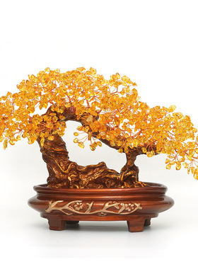 酒柜水晶树名旺招财树黄水晶摆件