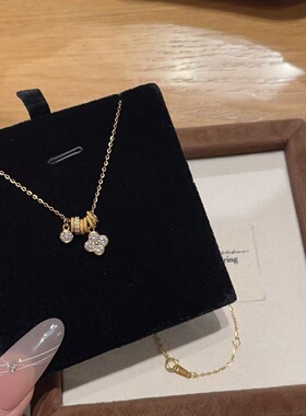 925纯银四叶草小蛮腰项链 满钻灵动吊坠不掉色轻奢小众礼物送女友