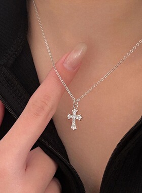 S925纯银十字架项链女2025年新款小众设计高级感百搭锁骨链送闺蜜