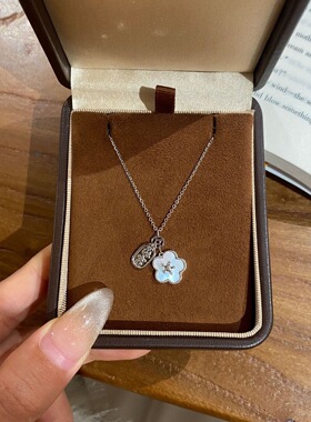 S925纯银贝母桃花项链女 小众设计感平安牌锁骨链 高级感气质颈链