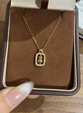 S925银时来运转葫芦项链轻奢小众方牌锁骨链高级感生日礼物送女友