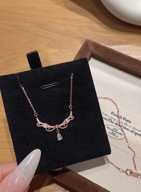 S925银在逃公主项链轻奢小众设计感水滴吊坠锁骨链送女友生日礼物