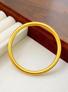 金店同款古法手镯网红素圈单环传承手镯仿真黄金色假沙金订结婚