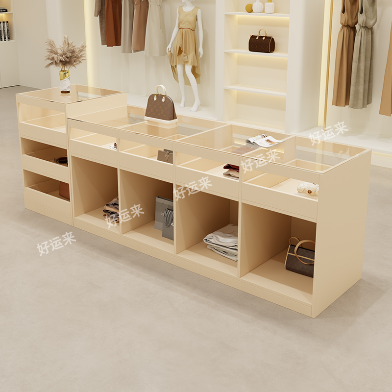 服装店中岛展示台女装店流水台装饰柜台摆件饰品陈列储物柜吧台桌 - 图0