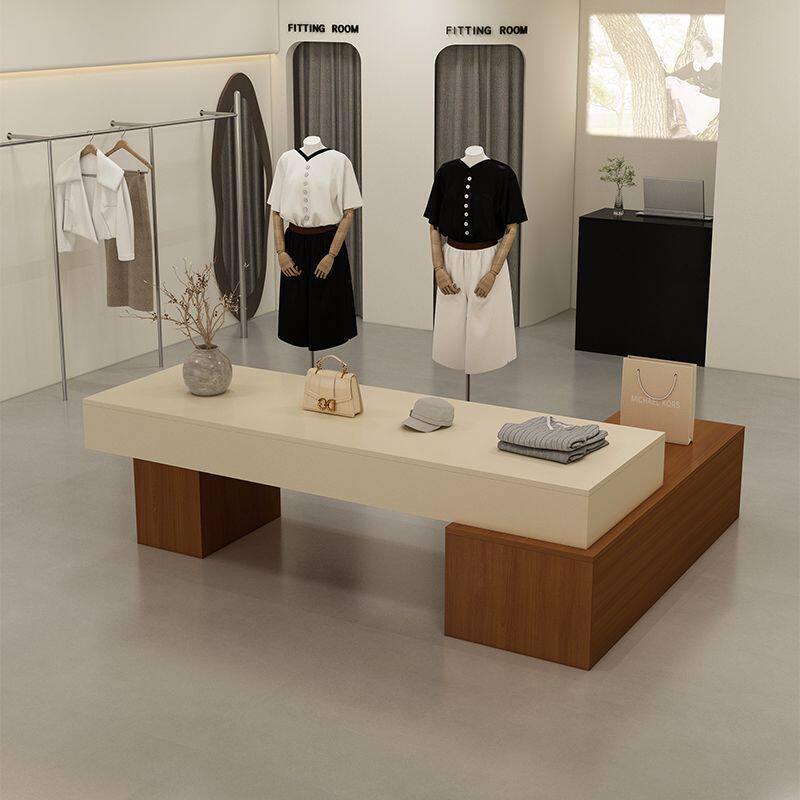 中古风服装店中岛台展示桌鞋包店铺中间摆放流水台洞石纹陈列柜子,淘宝优惠券,粉丝福利购,淘宝优惠卷