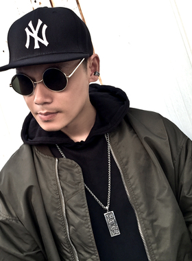 复古吊坠百搭钛钢单身风毛衣链