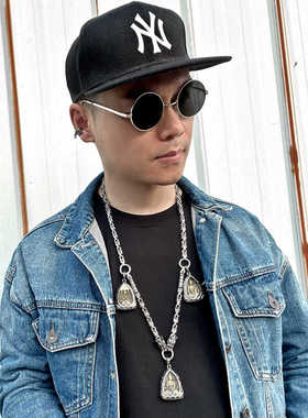 龙头佛牌项链男六字真言三挂嘻哈