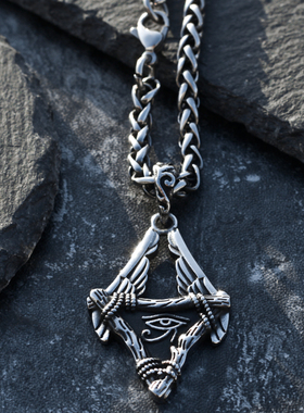 荷鲁斯之眼天使翅膀项链男