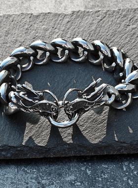 复古龙头钛钢男士日韩风夜店手环