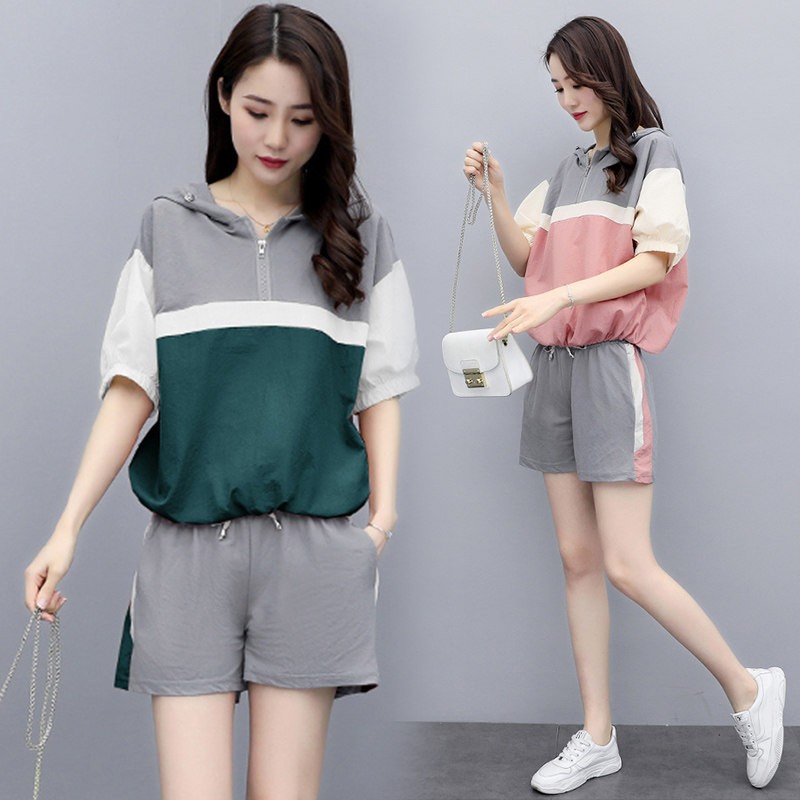 大码女装2020胖mm两件套短裤 艺恬大码女装