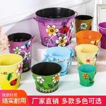 Retro to make old small tinderbox Multi-meat iron art flower pots Cubic welding flower Flower Barrel Flower Shop Creative Flower Barrel Tabletop Trash Cans