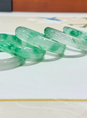 『独龙·戒圈』冰绿飘花国风戒圈指环SP017