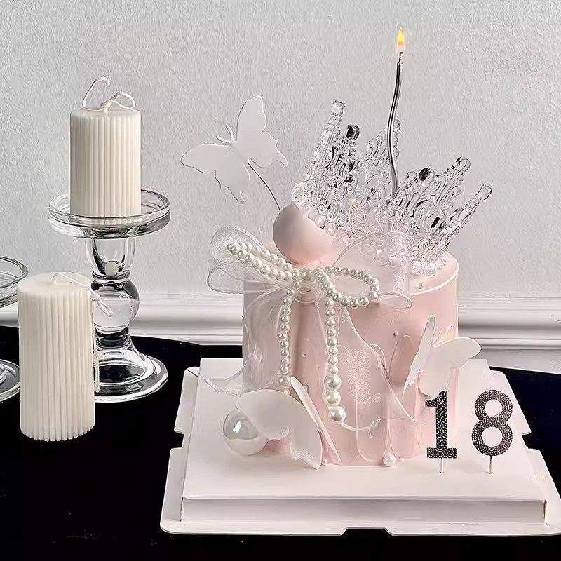 网红仙女18岁蛋糕装饰水晶皇冠摆件珍珠蝴蝶结生日插件烘焙装扮,淘宝优惠券,粉丝福利购,淘宝优惠卷